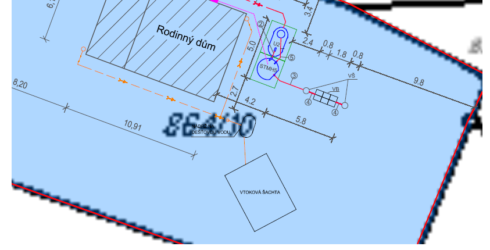 Nákres umístění ČOV STMH5 v&nbsp;obci Vilsnice
